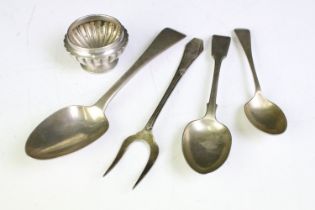 Three silver hallmarked spoons including a Victorian rounded terminal spoon (hallmarked London