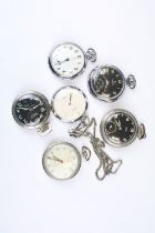 A collection of six vintage top winding pocket watches to include Westclox, Services, Kienzle and