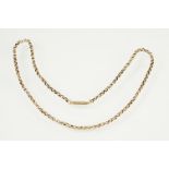 Early 20th Century antique 9ct gold belcher link necklace chain with cylinder clasp. Marked 9ct to