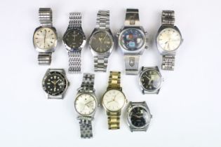 A collection of ten mainly mechanical vintage wristwatches to include Seiko, Tissot, Sekonda,