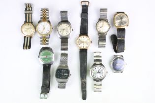 A collection of ten mainly mechanical vintage wristwatches to include Premia, Montine, Everite,