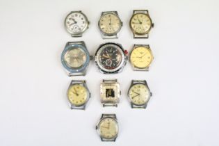 A collection of ten mainly mechanical vintage wristwatches to include Pulsar, Everite, Aircraft,