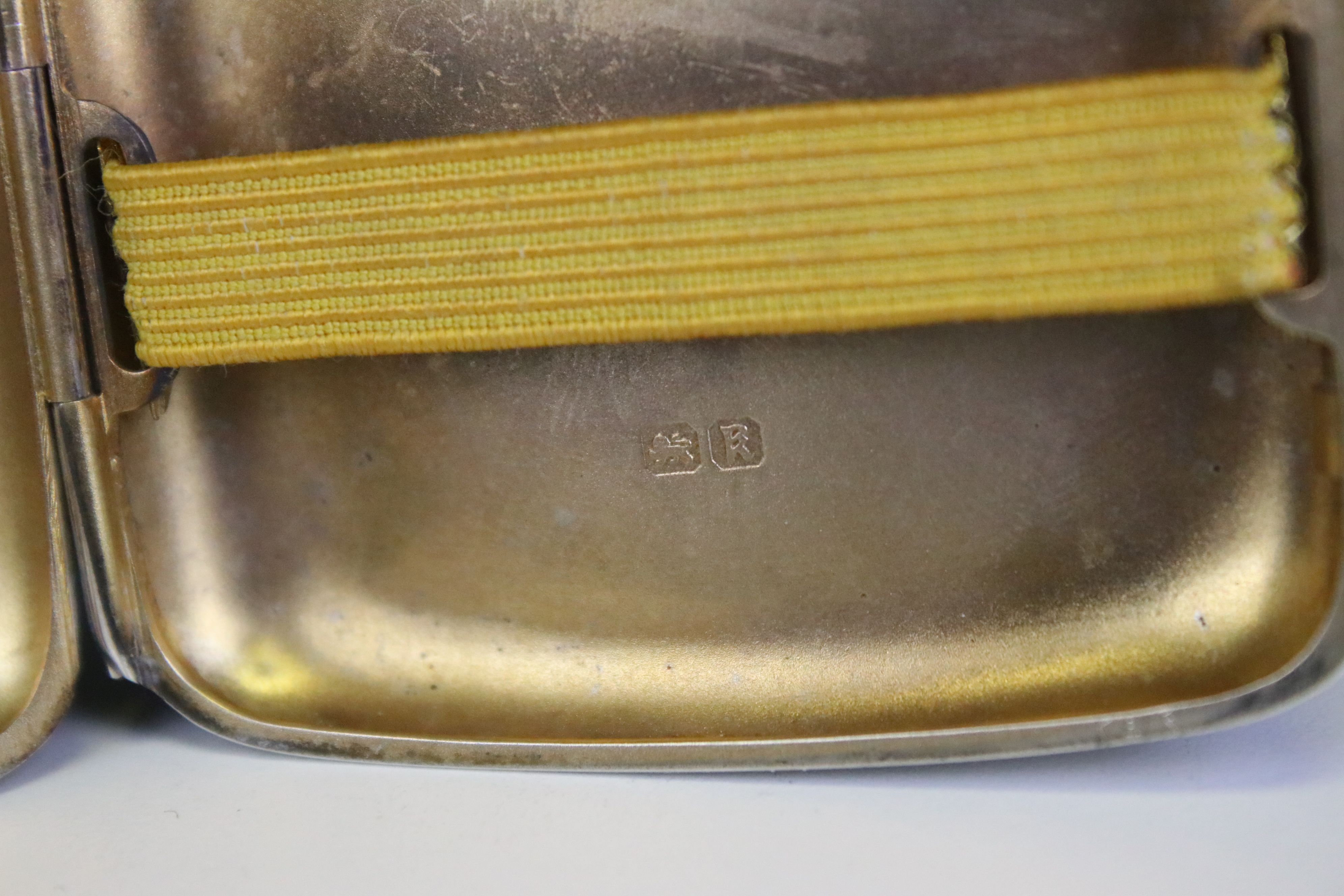 1930's Silver cigarette case of curved rectangular form, with engine turned decoration, Chester - Image 7 of 7