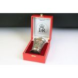 Queen Elizabeth II silver jubilee silver hallmarked commemorative cup. The footed cup having moulded