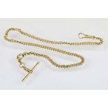 18ct gold hallmarked curb link watch necklace chain with T bar pendant. Hallmarked Birmingham