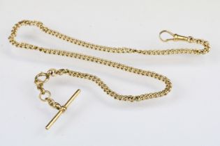 18ct gold hallmarked curb link watch necklace chain with T bar pendant. Hallmarked Birmingham