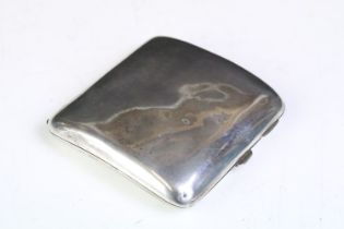 Early 20th Century WWI first world war era silver hallmarked cigarette case of plain square form.