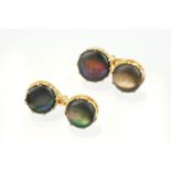 Pair of 19th Century Victorian 15ct gold and abalone shell cufflinks. Each head set with a round