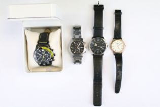 A collection of four gents contemporary Pulsar wristwatches to include two Chronograph examples.