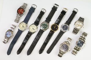 A collection of ten mainly mechanical wristwatches to include Mondia, Lorus, Garrard, Citizen,