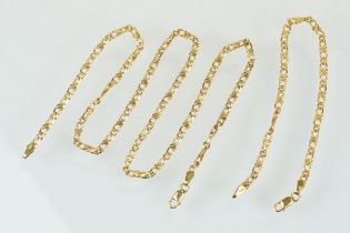 Hallmarked 9ct gold fancy link necklace chain and matching bracelet. Hallmarked Sheffield to jump
