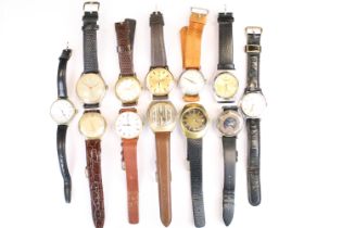 A collection of twelve mechanical wristwatches to include Wiseman, Citizen, Favre-Leuba, Perona,