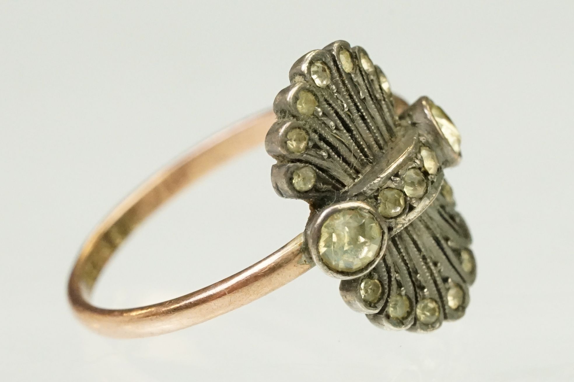 Two antique gold rings to include a Victorian 9ct gold and seed pearl with ring navette head ( - Image 8 of 10