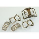 Collection of 19th Century shoe buckles including a pair of silver paste set examples, gilt metal