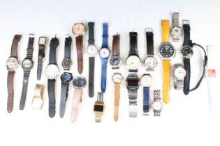 A collection of twenty five mainly contemporary quartz ladies and gents wristwatches to include