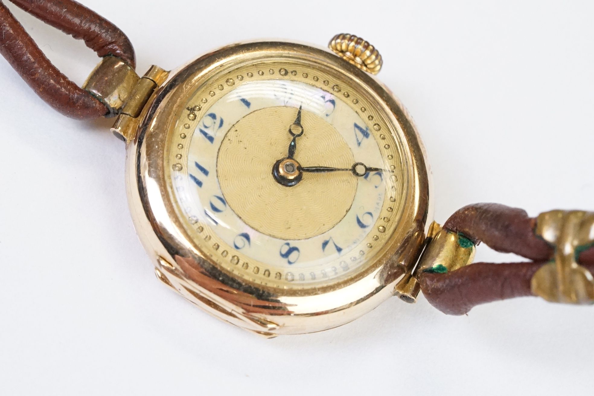 A 1930's fully hallmarked ladies V.W.C. 9ct gold cased wristwatch with enamel and mother of pearl - Image 2 of 14