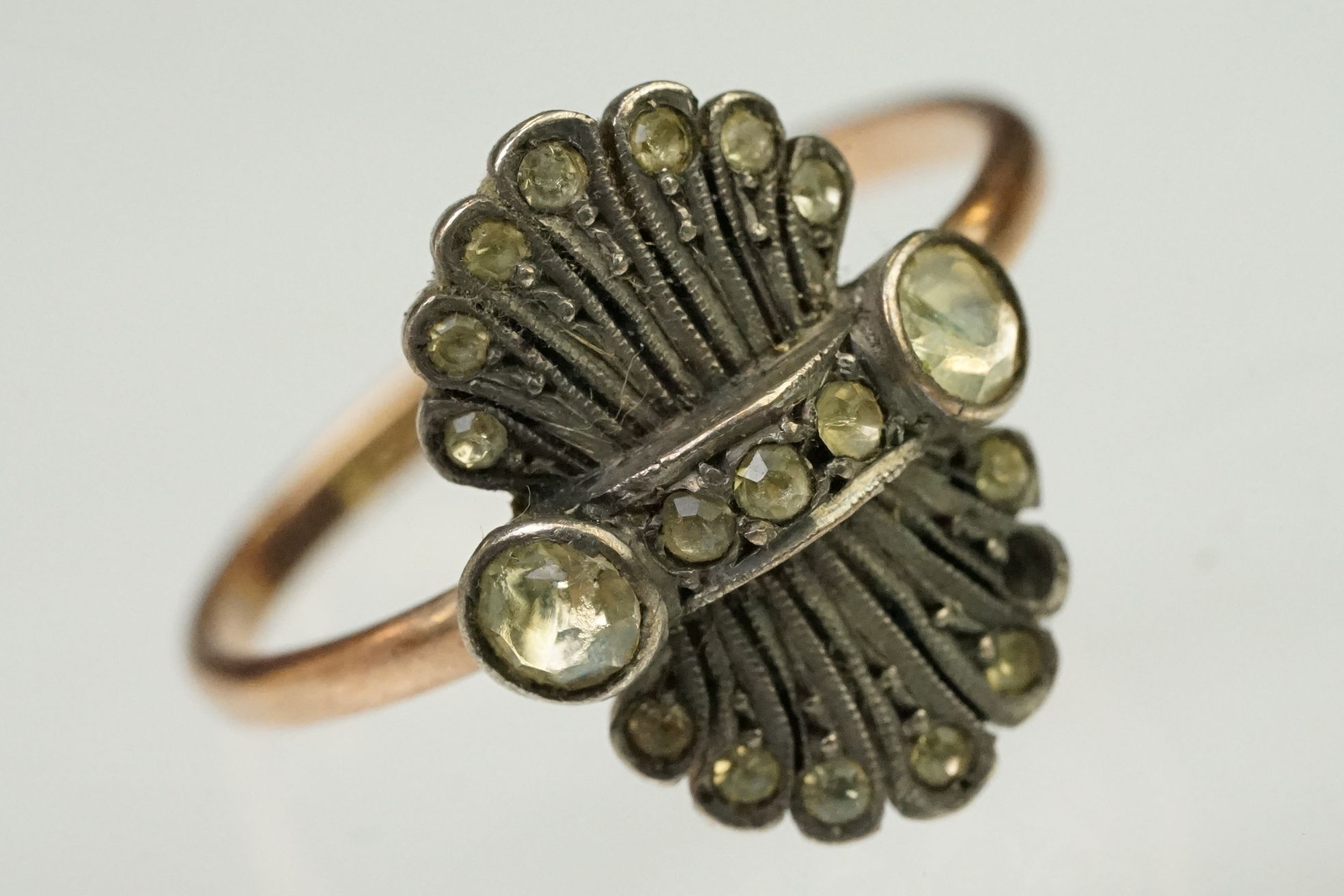 Two antique gold rings to include a Victorian 9ct gold and seed pearl with ring navette head ( - Image 7 of 10