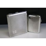 1930's Silver cigarette case of curved rectangular form, with engine turned decoration, Chester