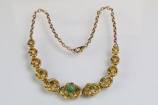 19th Century Victorian gold and turquoise collar necklace. The central section constructed with