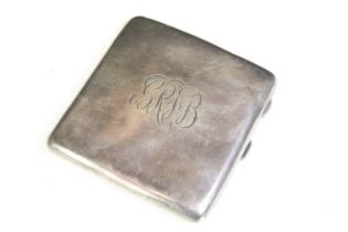 Early 20th Century silver hallmarked cigarette case having engraved initials and dedication.