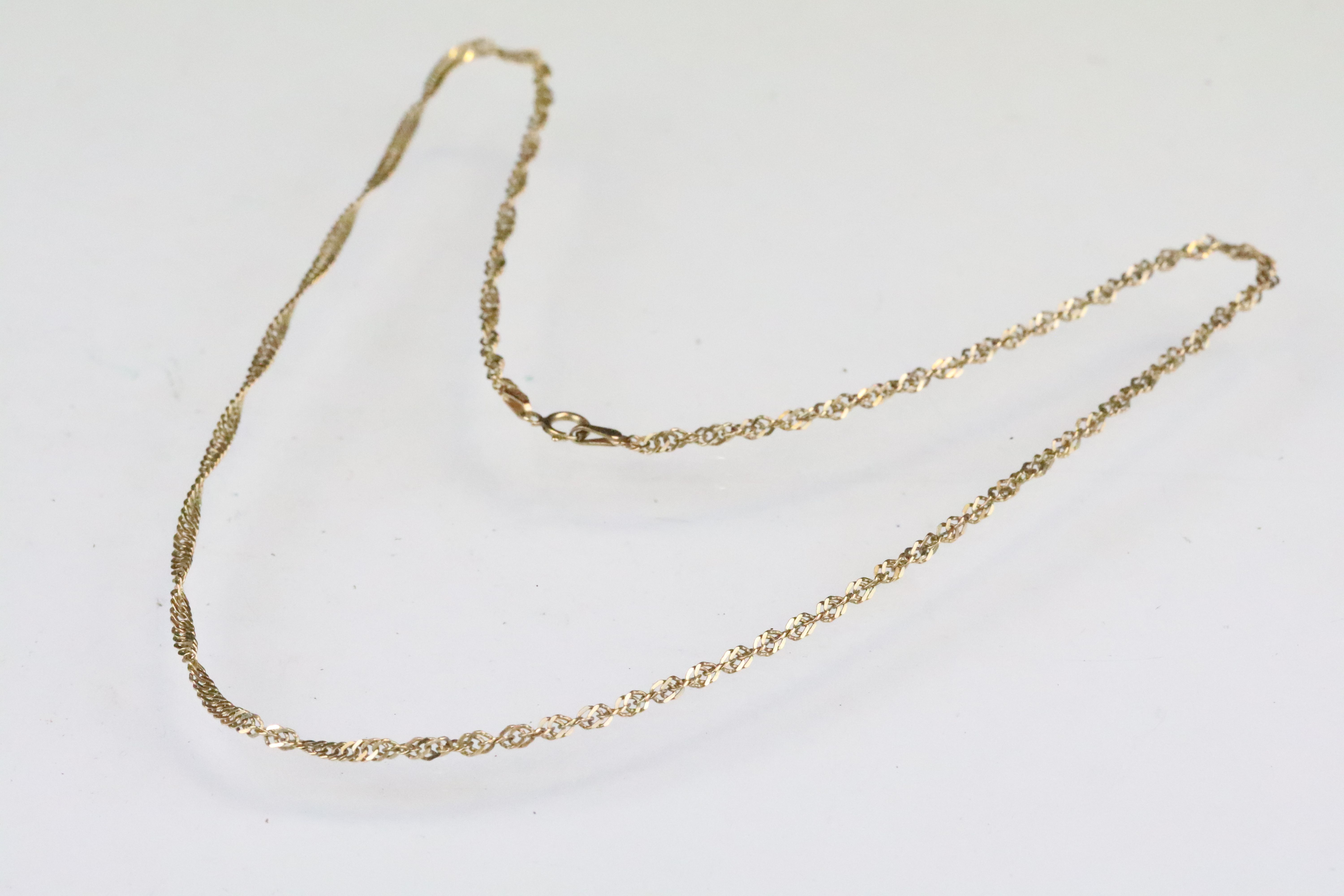 9ct gold fine rope twist necklace chain with spring ring clasp (hallmarked to clasp) together with a - Image 3 of 9