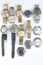 A collection of thirteen mainly mechanical vintage wristwatches to include Accurist, Timemaster,