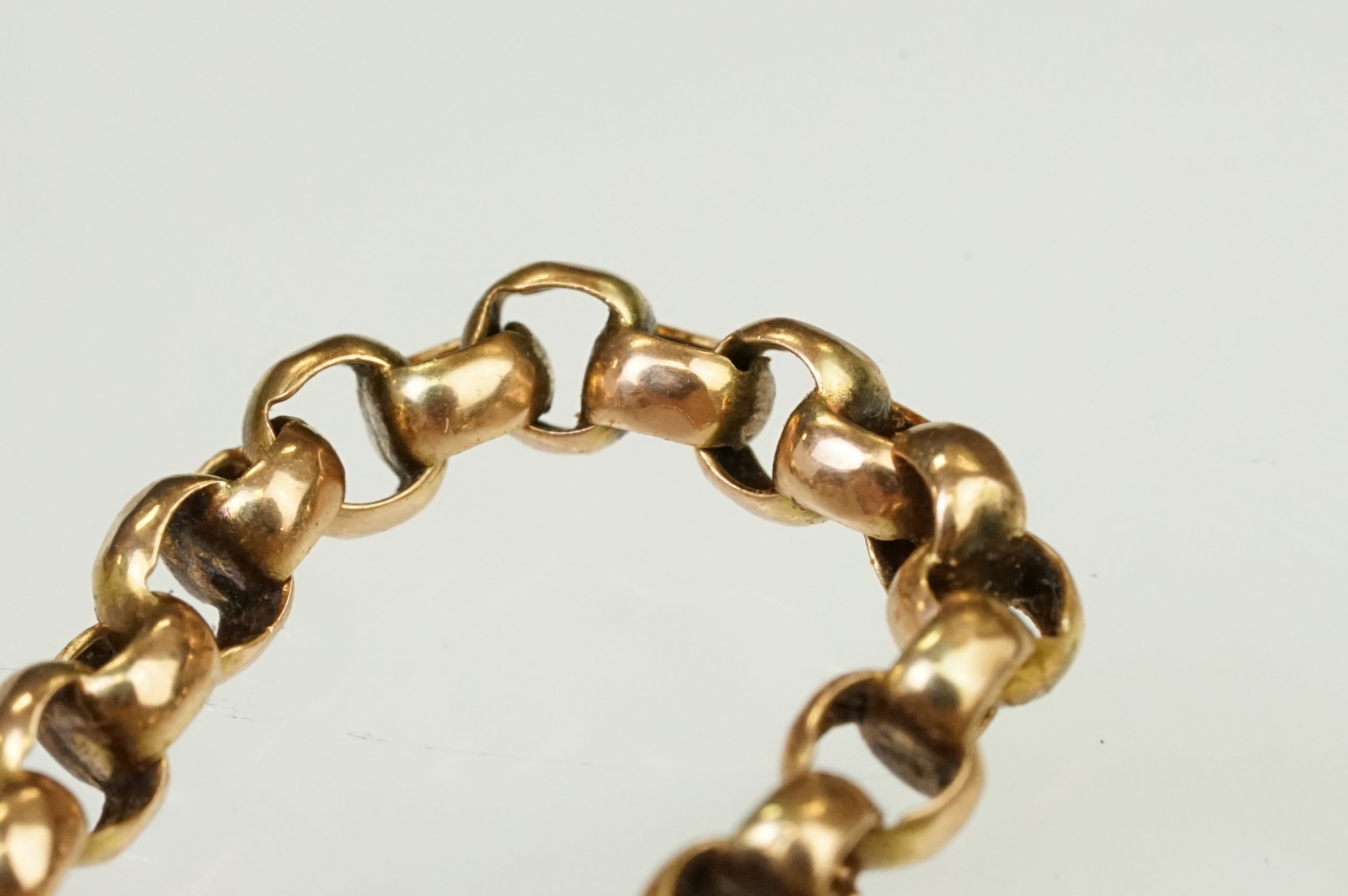 Early 20th Century antique 9ct gold belcher link necklace chain with cylinder clasp. Marked 9ct to - Image 3 of 5