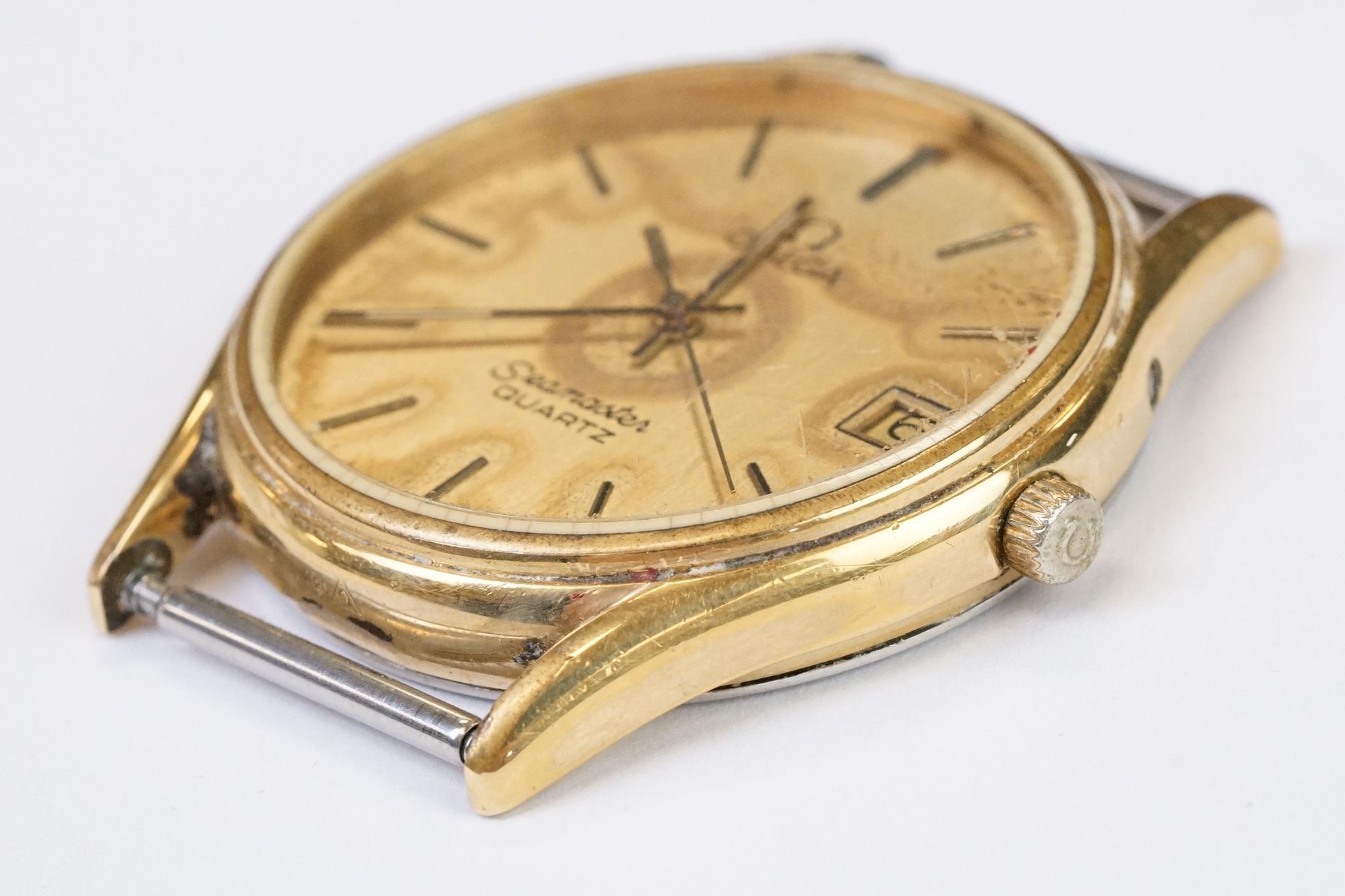 A 1980's Omega Seamaster quartz wristwatch, center second hand and date function to 3 o'clock, Omega - Image 6 of 10