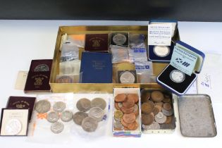 A Collection of mainly British decimal and pre decimal coins to include pre decimal silver crowns