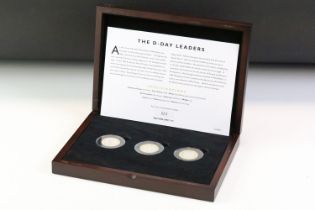 The 2019 75th Anniversary D-Day Leaders silver proof £2 three coin set, limited no.323 of 995,