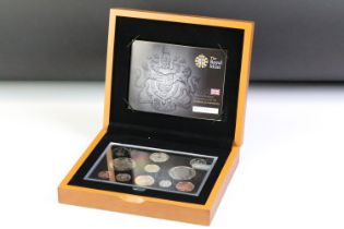 A Royal Mint United Kingdom 2008 Executive eleven coin proof set, set within wooden presentation