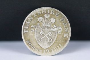 A British Flintshire Bank August 12th 1811 silver one shilling bank token.