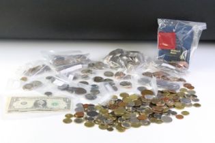 A small collection of British and World coins to include Victorian silver examples together with a