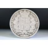 A British Queen Victoria (Young Head) 1845 silver full crown coin. (VF)