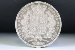 A British Queen Victoria (Young Head) 1845 silver full crown coin. (VF)