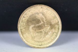 A South Africa fine gold 1986 1/10th Krugerrand coin/