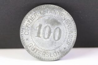 A World War One / WW1 German Gutersloh Prisoner of war 100 Pfenning token.