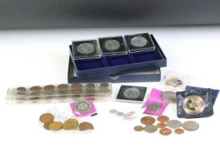 A small collection of mainly British pre decimal coins to include silver examples together with