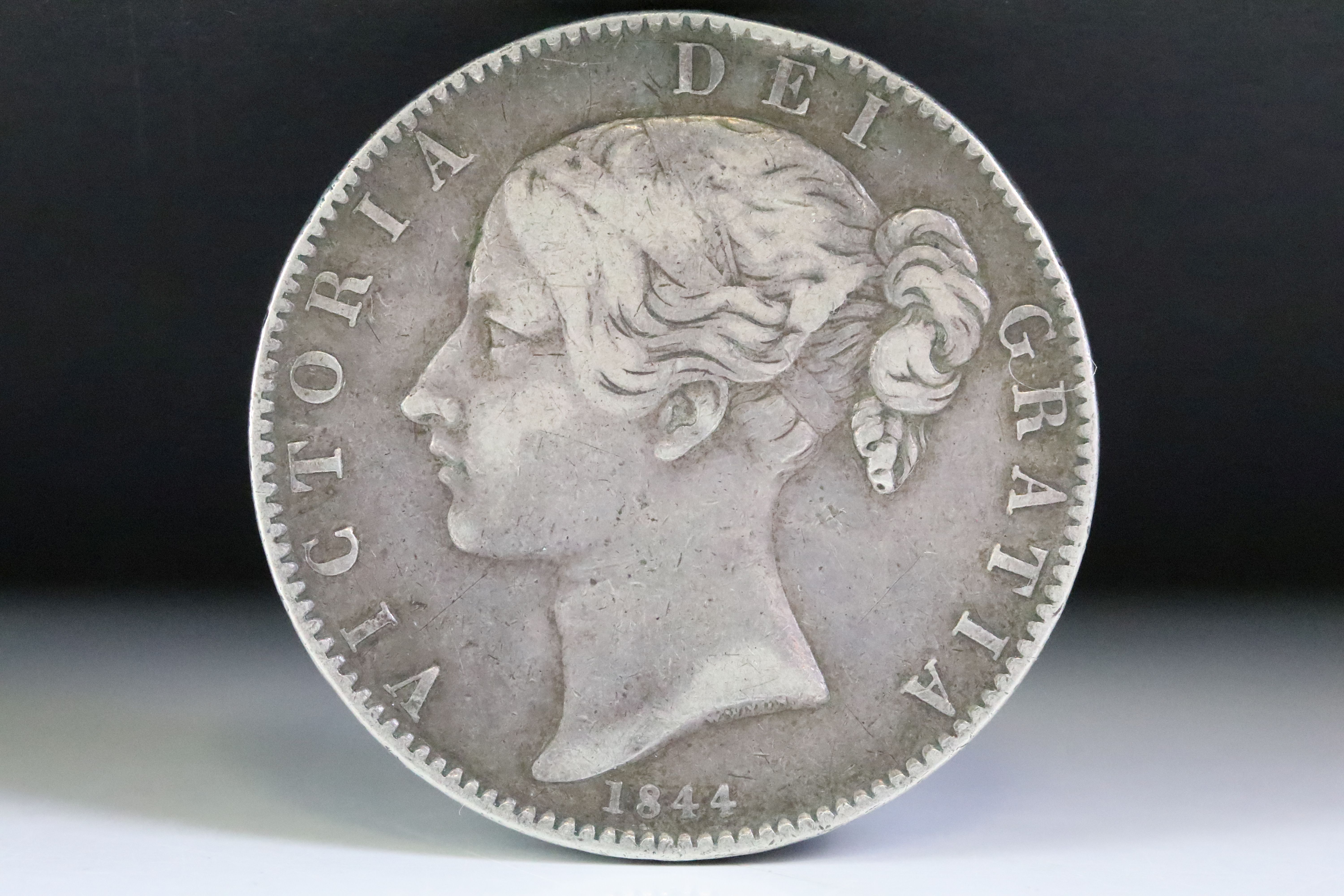 A British Queen Victoria (Young Head) 1844 silver full crown coin. - Image 2 of 3