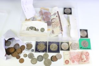 A small collection of mainly British pre decimal coins to include silver examples together with a