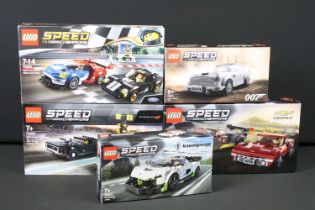 Lego - Five boxed Lego Speed Champions sets to include 76911 Aston Martin DB5, 76900 Koenigsegg