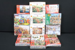 13 Boxed plastic model figures to include 7 x Airfix WWII (British Paratroopers, Gurkhas, 2 x