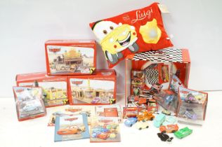 Collection of Disney Pixar Cars items to include 3 x boxed deluxe diecast models, 3 x Radiator