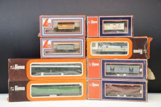 Boxed Lima OO gauge DB 218-218-6 locomotive plus 7 x boxed Lima items of rolling stock, tatty