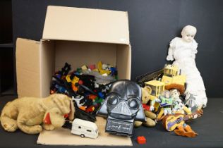 Collection of various toys and games to include Tonka Crane, Toy Story figures, Merrythought Dog