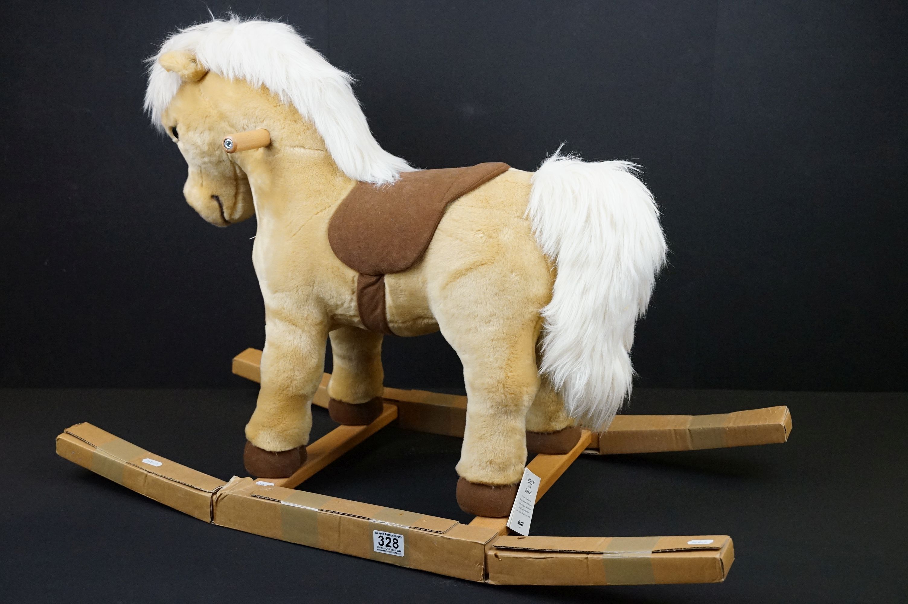 Steiff Rocking horse Franzi Model (048906) 70cm high Blonde plush on bow rockers engraved with - Image 5 of 9