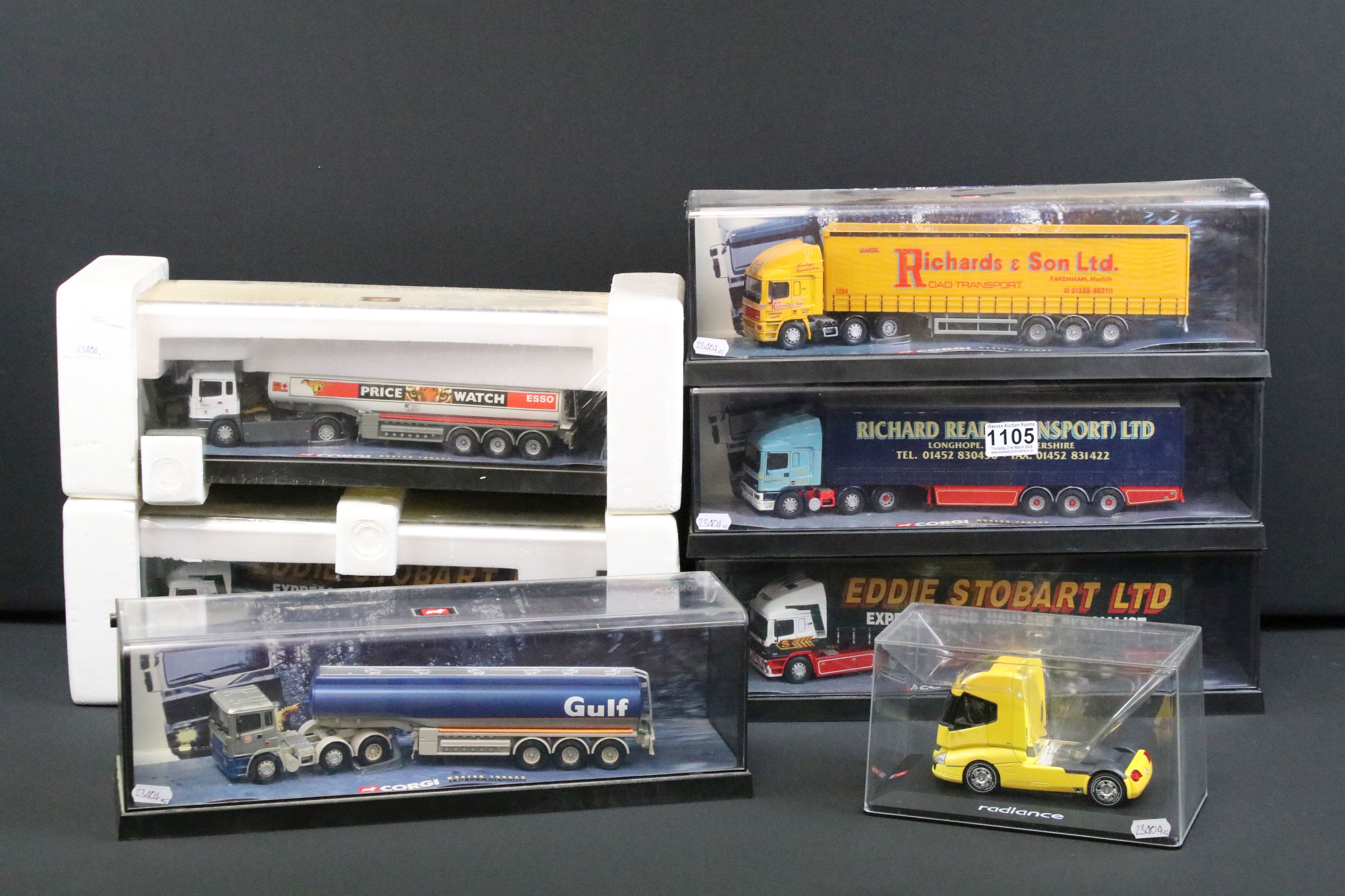 Six boxed / cased Corgi Modern Trucks 1/50 scale diecast haulage models to include 2 x 75201 Eddie