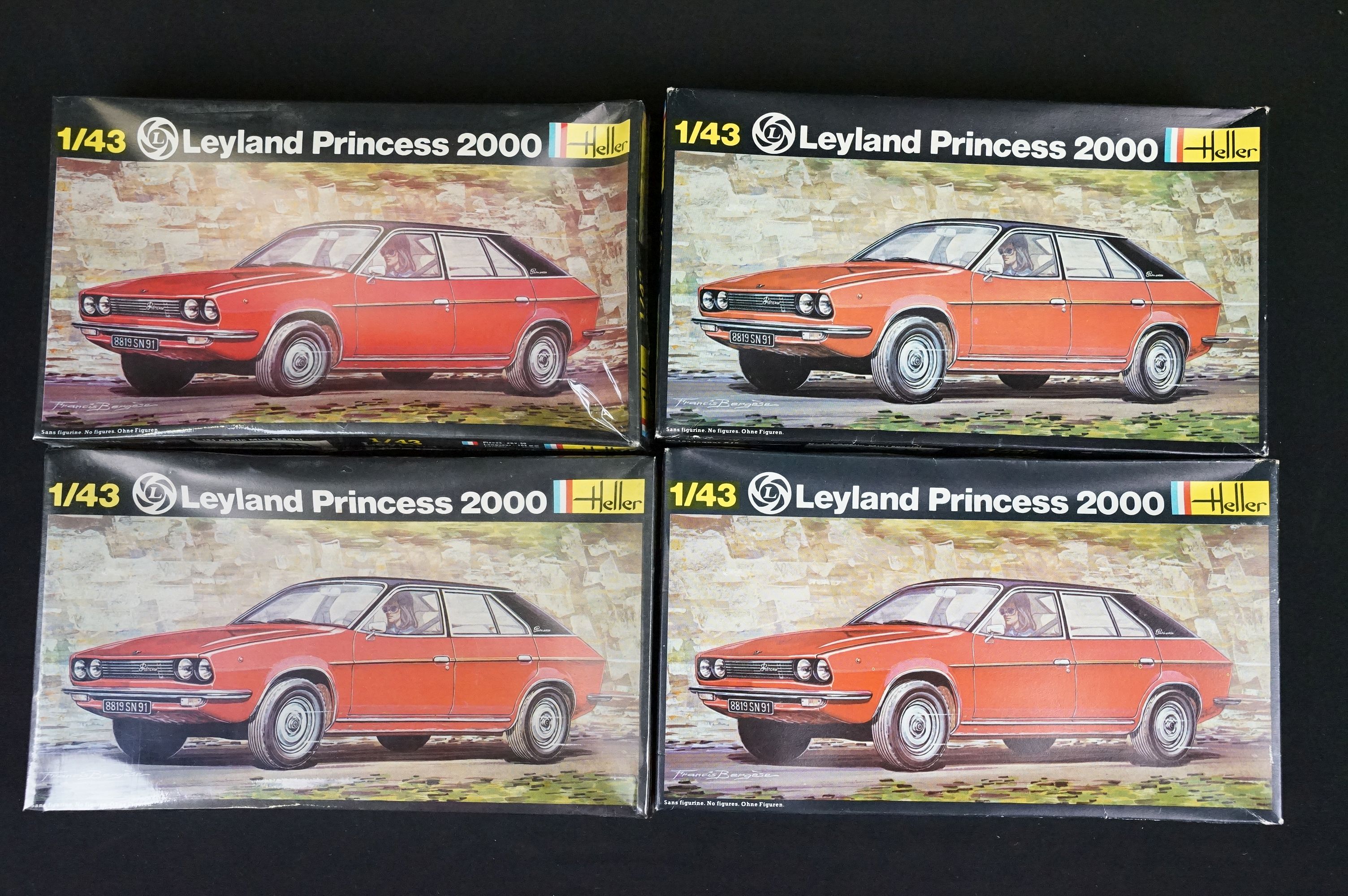 Five boxed Heller 1/43 Leyland Princess 2000 plastic model kits (2 sealed examples) along with 2 x - Image 3 of 5