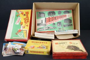 Group of vintage games and toys to include boxed Brickplayer Kit 4, boxed German Table Football,