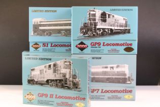 Five boxed Proto Series 2000 HO gauge locomotives to include 23618 GP9 II PPR 7020, 21666 PA